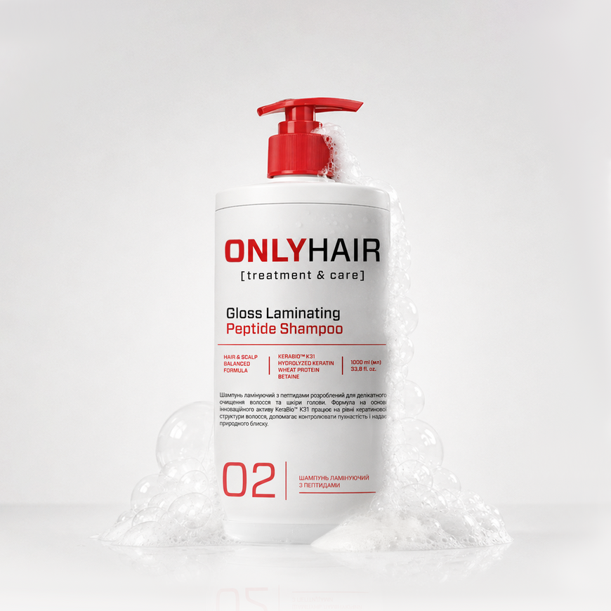 Ламинирующий шампунь с пептидами Gloss Laminating Peptide Shampoo Only Hair 1000 мл 4823109415218 фото