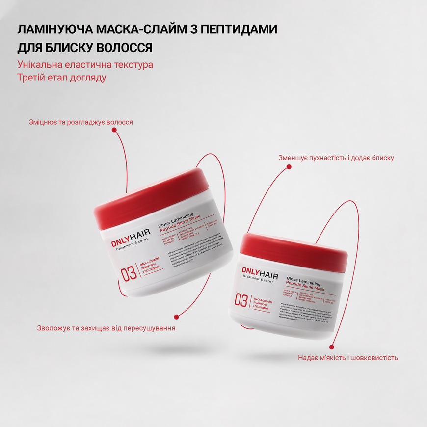 Маска-слайм ламінуюча з пептидами Gloss Laminating Peptide Slime Mask Only Hair 330 мл 4823109415263 фото