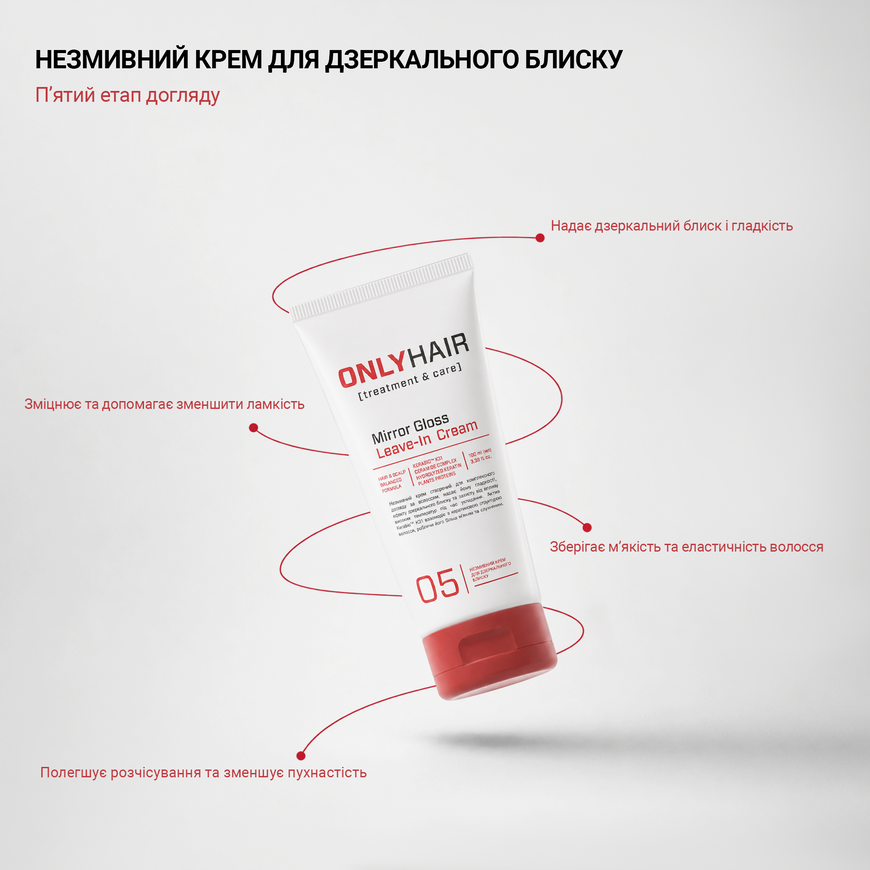 Незмивний крем для дзеркального блиску Mirror Gloss Leave-In Cream Only Hair 100 мл 4823109415133 фото