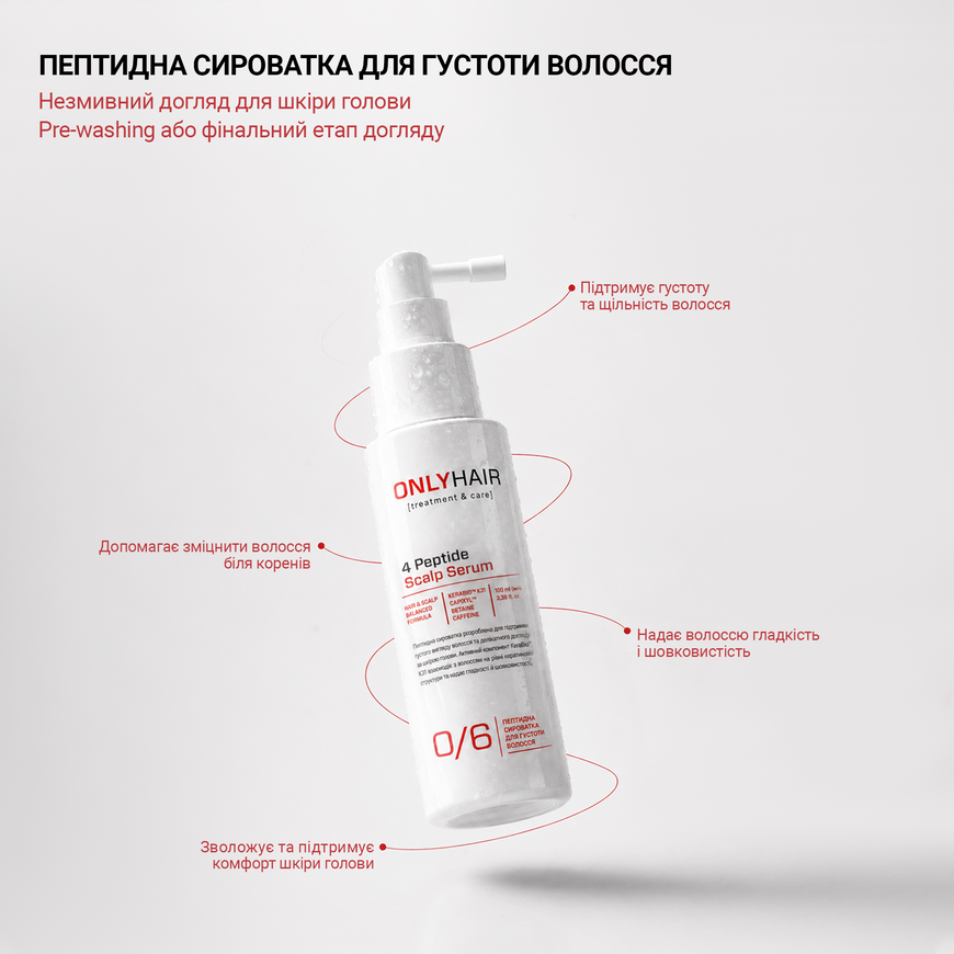 Пептидна сироватка для густоти  волосся 4 Peptide Scalp Serum Only Hair 100 мл 4823109414983 фото